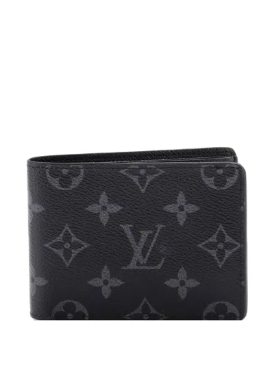 Pre-owned Louis Vuitton Multiple Wallet Monogram Eclipse Canvas Small Wallets In Black