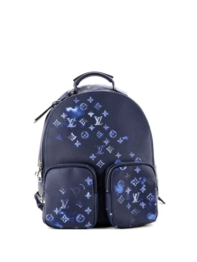Pre-owned Louis Vuitton Multipocket Limited Edition Monogram Ink Watercolor Leather Backpack In Blue