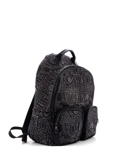 Pre-owned Louis Vuitton Multipocket Limited Edition Snow Capsule Embroidered Monogram Nylon Backpack In Black