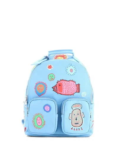 Pre-owned Louis Vuitton Multipocket Yayoi Kusama Faces Monogram Taurillon Leather Backpack In Blue