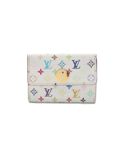 Pre-owned Louis Vuitton Murakami Flap Card Holder In White