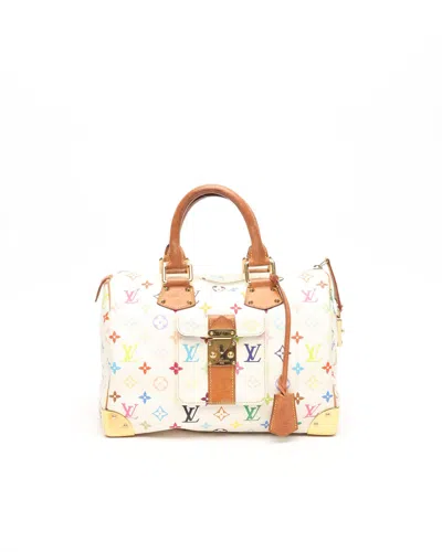 Pre-owned Louis Vuitton Murakami Speedy 30 Bag In White