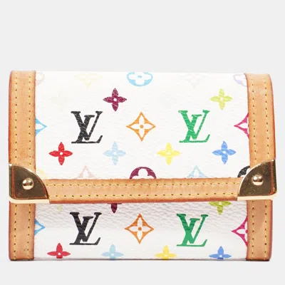Pre-owned Louis Vuitton Murakami Wallet White Multicoloured Monogram Leather