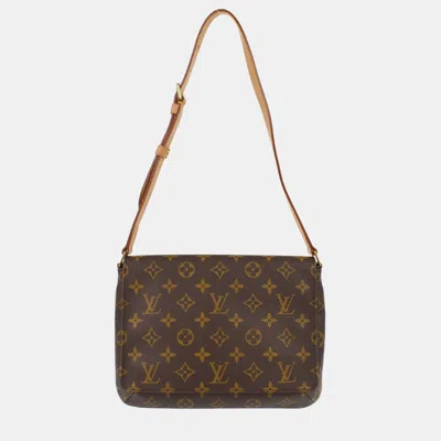 Pre-owned Louis Vuitton Musette Tango Short Brown Monogram Canvas Shoulder Bag