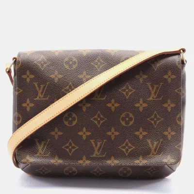 Pre-owned Louis Vuitton Musette Tango Short Strap Brown Monogram Canvas Shoulder Bag