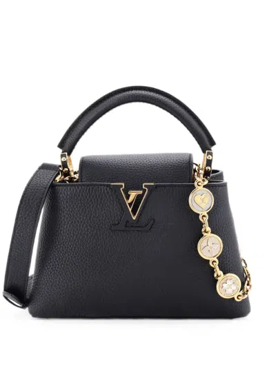Pre-owned Louis Vuitton My Capucines Chain Bag Taurillion Leather Small Satchel In Black