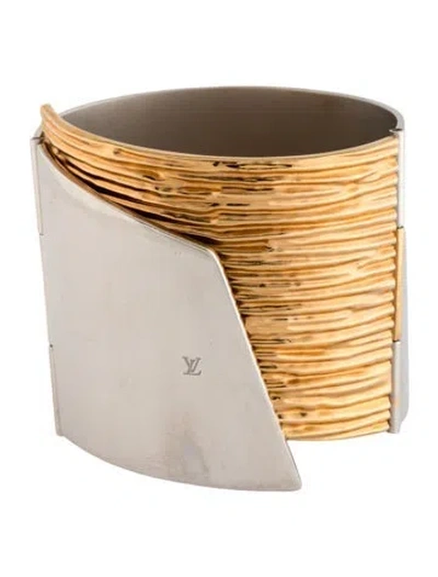 Pre-owned Louis Vuitton My Epi Two Tone Cuff Bracelet, 6.5" In Multicolor
