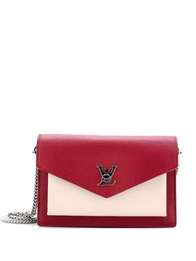 Pre-owned Louis Vuitton Mylockme Chain Pochette Leather Clutch Bag In Red
