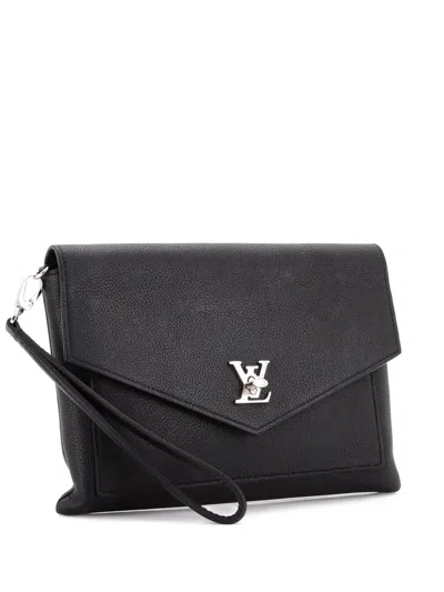 Pre-owned Louis Vuitton Mylockme Pochette Leather Clutch Bag In Black