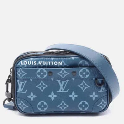 Pre-owned Louis Vuitton Nano Alpha Wearable Wallet Shoulder Bag Coated Canvas And Leather Monogram Blue