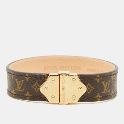 Pre-owned Louis Vuitton Nano Monogram Coated Canvas Gold Plated Bracelet