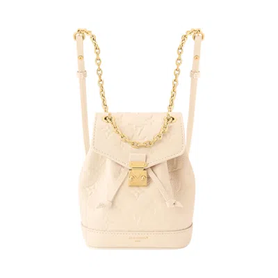 Pre-owned Louis Vuitton Nano Noé Backpack 'cream Monogram Embossed Empreinte Cowhide Leather' | Women's Size O In White
