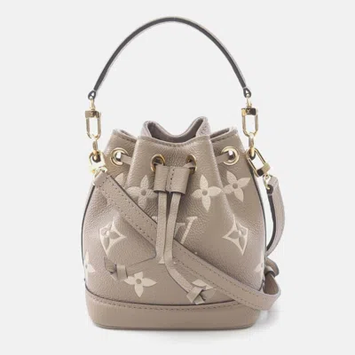 Pre-owned Louis Vuitton Nano Noe Bicolor Monogram Empreinte Tourterelle Crã¨me Handbag Leather Beige Ivory In Sand