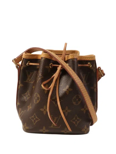 Pre-owned Louis Vuitton Nano Noe Monogram Bucket Bag In Brown