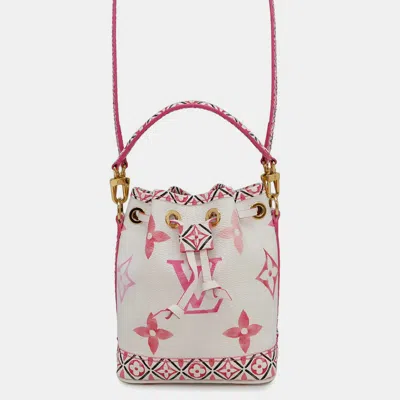 Pre-owned Louis Vuitton Nano Noe Rose Monogram Visor Pool Bag In Pink