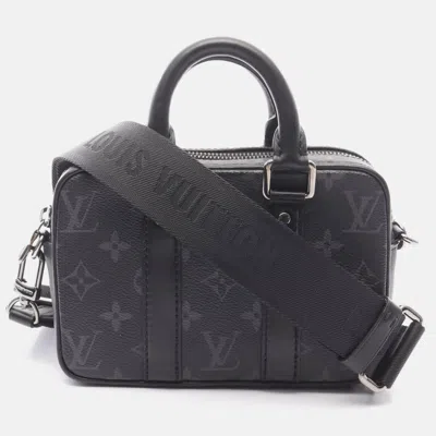 Pre-owned Louis Vuitton Nano Pdv Black Monogram Eclipse Canvas Leather Handbag