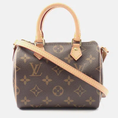 Pre-owned Louis Vuitton Nano Speedy Crossbody Shoulder Bag M61252 Monogram Canvas Used Lv In Brown