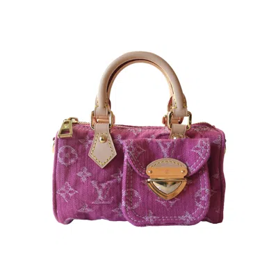 Pre-owned Louis Vuitton Nano Speedy Denim Pink