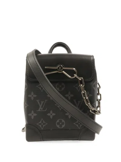 Pre-owned Louis Vuitton Nano Steamer Monogram Eclipse Shoulder Bag In Black