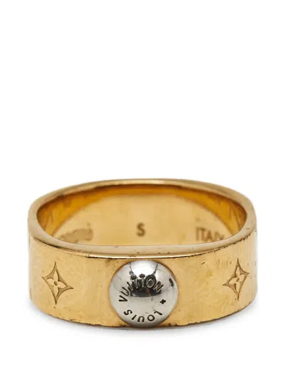 Pre-owned Louis Vuitton Nanogram Engraved Ring In Gold