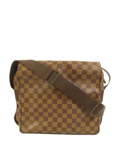 Pre-owned Louis Vuitton Naviglio Damier Ebène Shoulder Bag In Brown