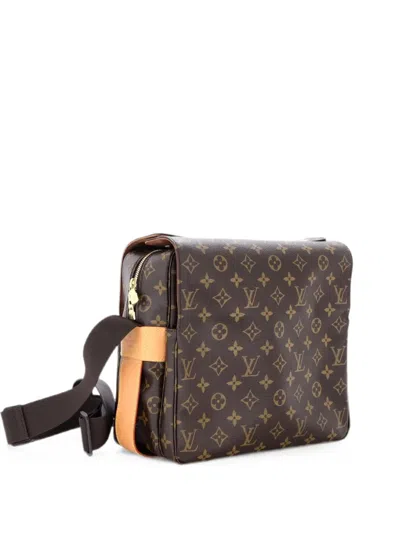 Pre-owned Louis Vuitton Naviglio Handbag Monogram Canvas Crossbody Bag In Brown