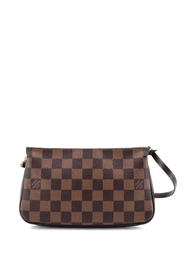 Pre-owned Louis Vuitton Navona Pochette Accessoires Damier Clutch Bag In Brown