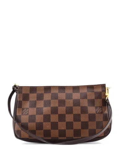 Pre-owned Louis Vuitton Navona Pochette Accessoires Damier Clutch Bag In Brown