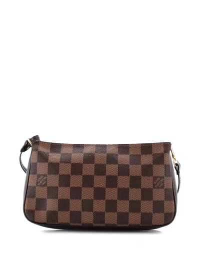 Pre-owned Louis Vuitton Navona Pochette Accessoires Damier Clutch Bag In Brown