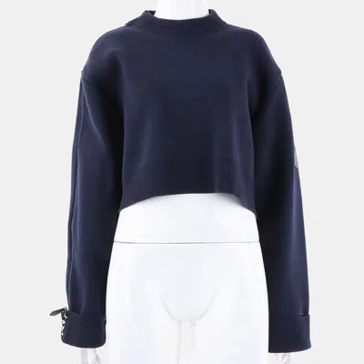 Pre-owned Louis Vuitton Navy Blue Cashmere/cotton/nylon/wool Cropped Knit Size S