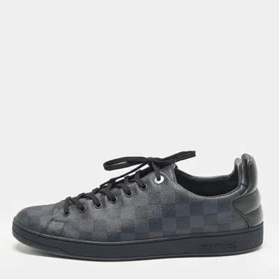Pre-owned Louis Vuitton Navy Blue Damier Cobalt Canvas Frontrow Low Top Sneakers Size 45