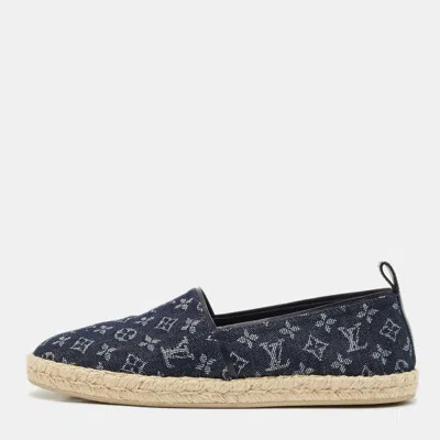 Pre-owned Louis Vuitton Navy Blue Denim Waterfall Espadrille Flats Size 38
