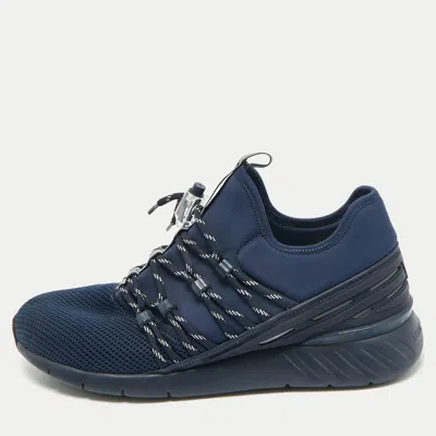 Pre-owned Louis Vuitton Navy Blue Fabric And Mesh Fastlane Sneakers Size 42