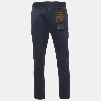 Pre-owned Louis Vuitton Navy Blue Gabardine Slim Fit Pants M