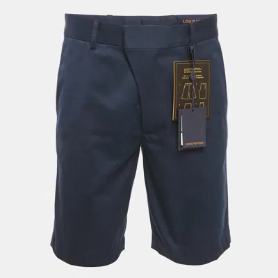 Pre-owned Louis Vuitton Navy Blue Gabardine Staples Edition Shorts S/waist 33"