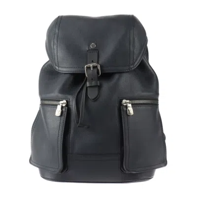 Pre-owned Louis Vuitton Navy Blue Leather Backpack Handbag ()