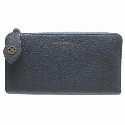 Pre-owned Louis Vuitton Navy Blue Leather Long Wallet (bi-fold) ()