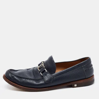 Pre-owned Louis Vuitton Navy Blue Leather Major Loafers Size 43.5