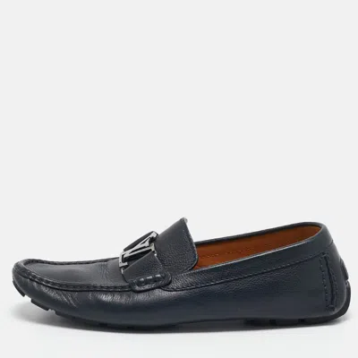 Pre-owned Louis Vuitton Navy Blue Leather Monte Carlo Loafers Size 42.5