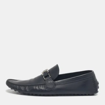 Pre-owned Louis Vuitton Navy Blue Leather Monte Carlo Loafers Size 44