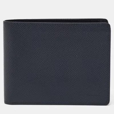 Pre-owned Louis Vuitton Navy Blue Leather Multiple Bifold Wallet