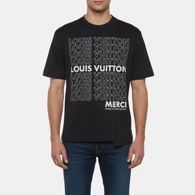 Pre-owned Louis Vuitton Navy Blue Merci Logo Graphic Jersey T-shirt S