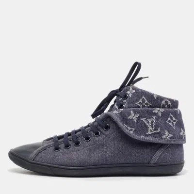 Pre-owned Louis Vuitton Navy Blue Monogram Denim Brea High Top Sneakers Size 40