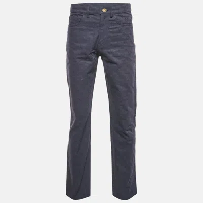 Pre-owned Louis Vuitton Navy Blue Monogram Jacquard Denim Jeans S Waist 31"