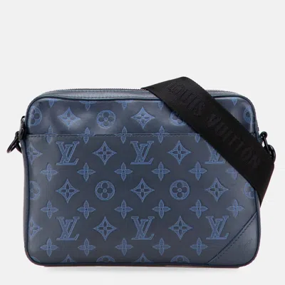 Pre-owned Louis Vuitton Navy Blue Monogram Shadow Duo Messenger