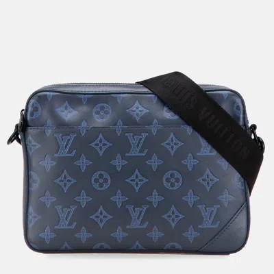 Pre-owned Louis Vuitton Navy Blue Monogram Shadow Duo Messenger