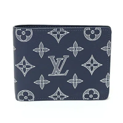 Pre-owned Louis Vuitton Navy Blue Monogram Shadow Wallet (bi-fold) ()