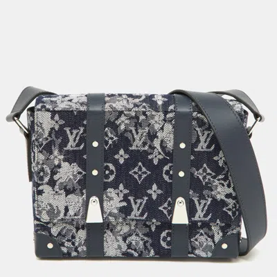 Pre-owned Louis Vuitton Navy Blue Monogram Tapestry Trunks Pm Bag