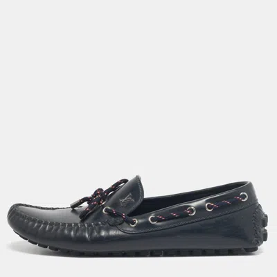 Pre-owned Louis Vuitton Navy Blue Patent Leather Monte Carlo Loafers Size 42.5