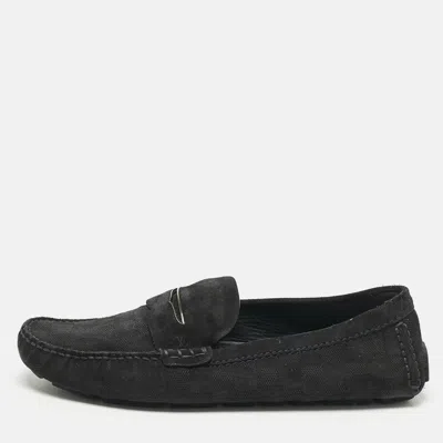 Pre-owned Louis Vuitton Navy Blue Suede Monte Carlo Loafers Size 42